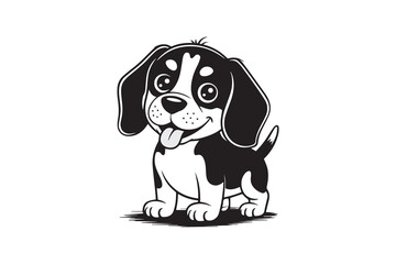 puppy dog Black and White Vector