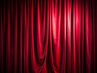 Fototapeta premium Majestic Red Velvet Curtains Stage Spotlight Macro Photography