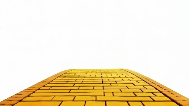 Yellow brick road, never ending, isolated on a white background