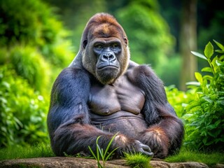 Fototapeta premium Majestic Silverback Gorilla at Berlin Zoo - Wildlife Photography