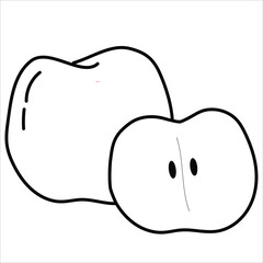 One and a half Apple black and white