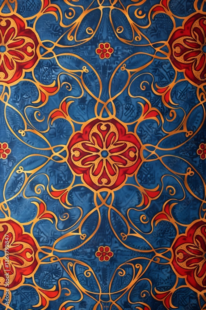 Aufkleber seamless abstract floral pattern repeating on blue background for textile, fabric, wallpaper and int