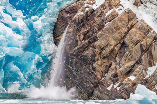 Sawyer Glacier calving from Tracy Arm-Fords Terror Wilderness area in Southeast Alaska