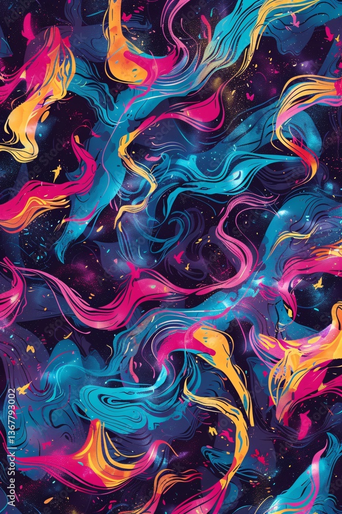 Poster Vibrant and mesmerizing abstract background with colorful swirls for a psychedelic effect