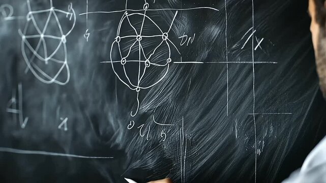 1_Hand-painted cell structure on blackboard in biology class