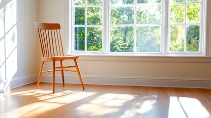Empty chair in a bright room . 