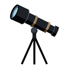 black telescope isolated on white background