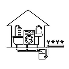 Greywater system for irrigation - icon in bold line