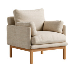 Fototapeta premium Cozy Modern Armchair with Soft Fabric and Minimalist Design for Interior Decoration