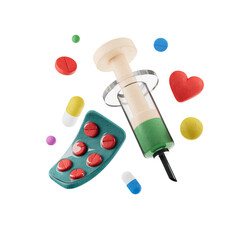 Injection, blister ,3D Medical clay style Icon Pack	