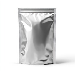 Metallic Foil Pouch Mockup on White Background for Product Packaging