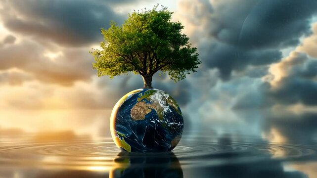 A Tree of Life on a Calm Planet: A Symbol of Hope and Environmentalism