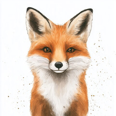 Obraz premium Watercolor illustration of a fox sitting foxes isolated on a white background