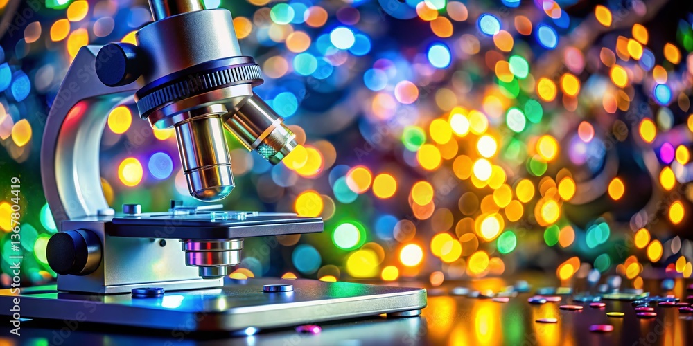 Poster microscopic stool analysis: unknown foreign particle with bokeh effect