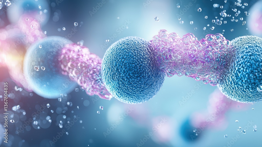 Poster a captivating close up view of a microscopic molecular structure rendered in a vibrant palette of te