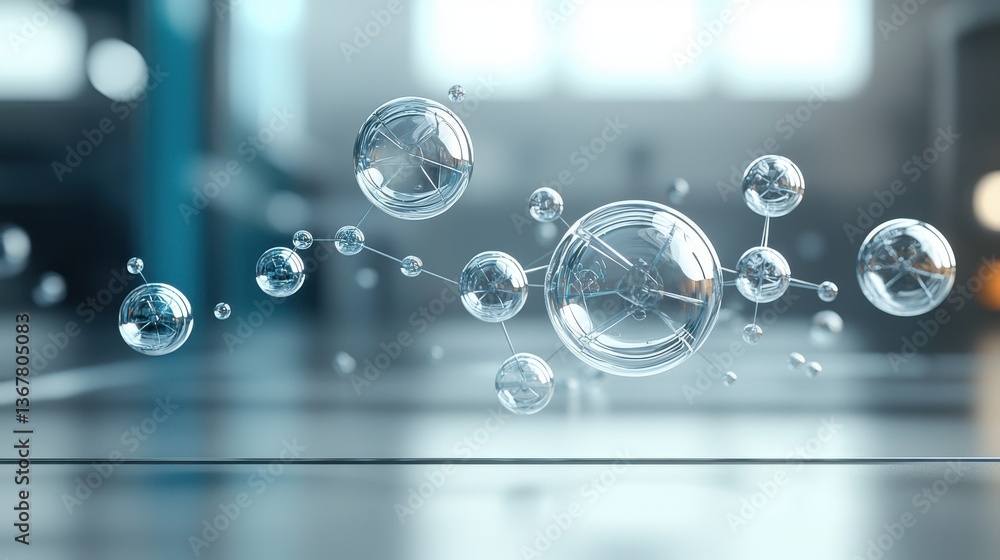 Poster a captivating abstract image of delicate ethereal bubbles floating in the air reflecting the soft am