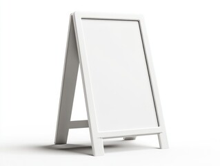 Standing White A-frame Sign Mockup for Advertisement Display on White Background
