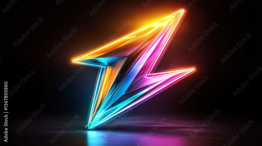 Poster a striking futuristic image featuring a vibrant colorful arrow like shape creating a dynamic high en