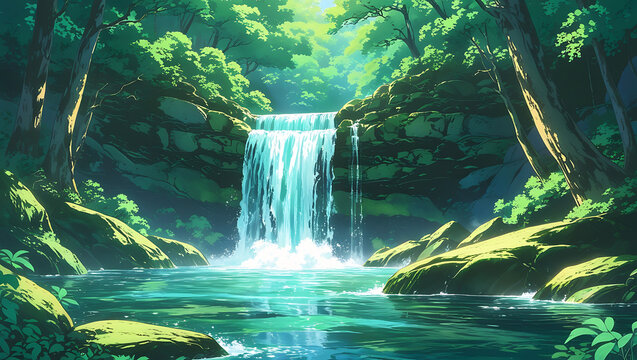 anime background of beautiful landscape for wallpaper