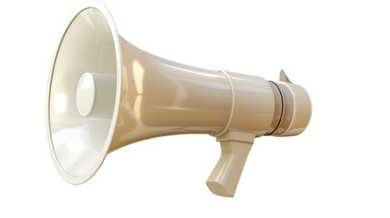 Megaphone Amplification: A close-up shot captures a shiny megaphone against a simple backdrop, its design suggesting power, announcement and vocal projection.