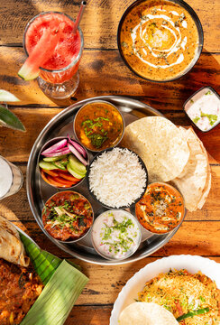 Vegetable Thali, fish in banana leaf, Biriyani, Dhal, Varkala, food, curry, watermelon juice, Kerala, India