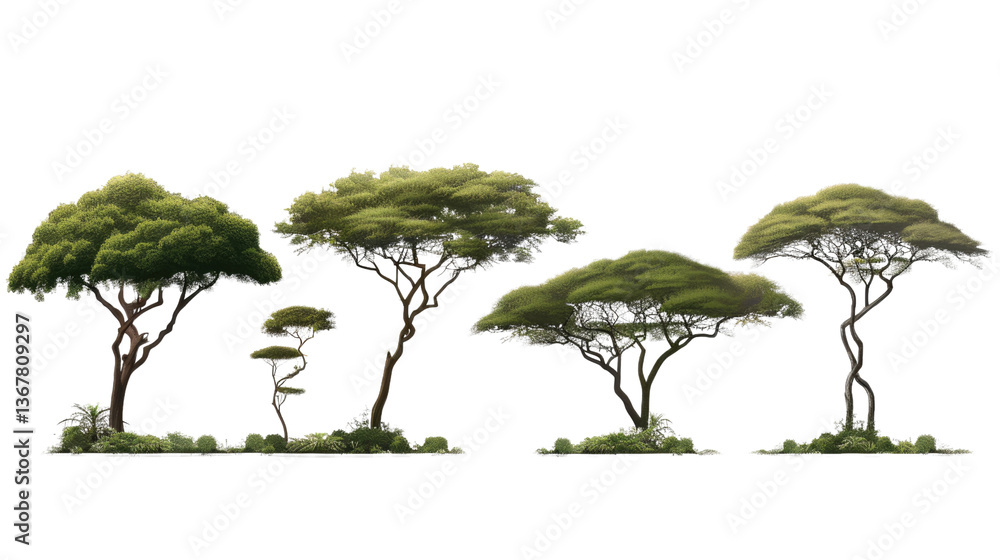 Aufkleber serene silhouette of trees: capturing the elegance and simplicity of nature. these trees provide a s