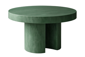 Modern green round table isolated on a transparent or white background, cut-out, PNG