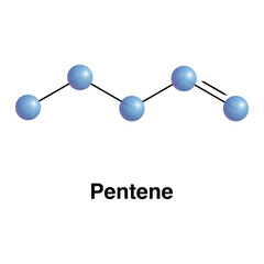 Pentene Formula C5H10. Alkene Chemical Structure Vector Illustration. Petroleum Byproduct Print
