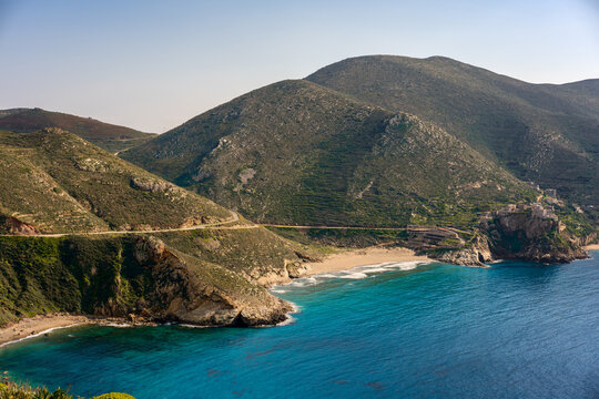 Marmari beach with turquoise sea water in Mani Peninsula, Peloponnese