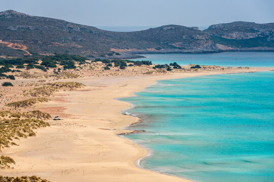Elafonisos island and Simos beach with turquoise water in the south of Greece