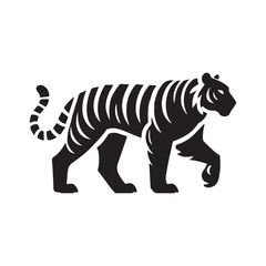 Bengal Tiger Animal Looking and standing  Vector Illustration Silhouette