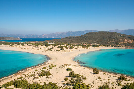 Simos beach with turquoise water, Elafonisos island