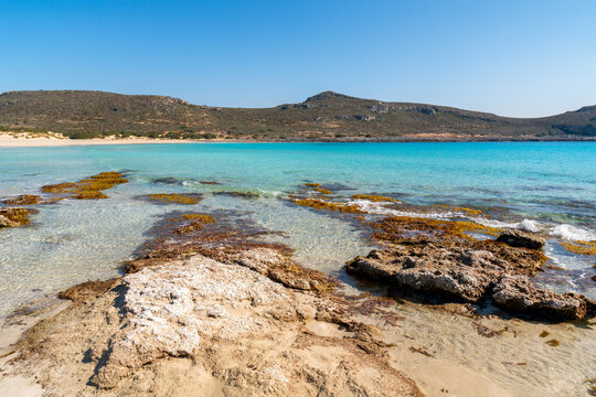 Simos beach with turquoise water, Elafonisos island