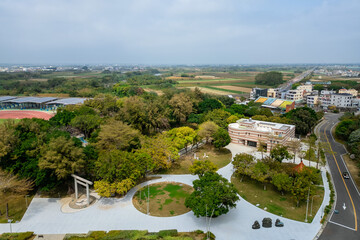 Fototapeta premium Aerial view of Puzi Art Park located in Chiayi County, Taiwan
