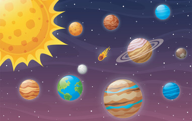 illustration of Space background with solar system planets in universe