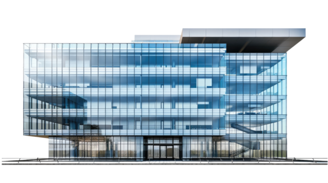 Modern Architectural Marvel: Capturing the essence of contemporary design, this architectural photograph showcases a sleek, modern building with a glass facade.