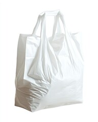 White Plastic Grocery Bag Isolated on White Background Ready for Recycling