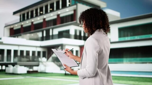 Young African American Real Estate Agent Inspects For Appraisal