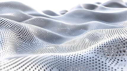 Abstract wavy, perforated, white surface