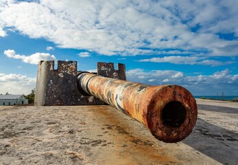 St. David's Battery, UNESCO, four guns installed 1910 by British to defend deep water channel leading to Royal Navy Dockyard and Hamilton, Bermuda