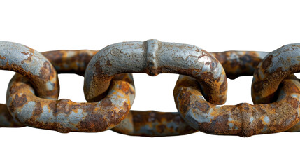 Fototapeta premium Connected Rust: A close-up of a strong chain showcasing the beautiful textures of rust and steel, symbolizing strength, connection and history