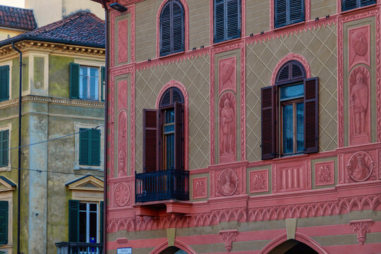 Facades of ancient palaces, Vercelli, Piedmont