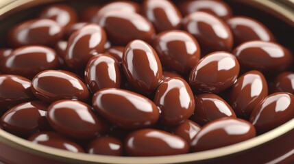 Fototapeta premium Brown Capsules in a Metal Container