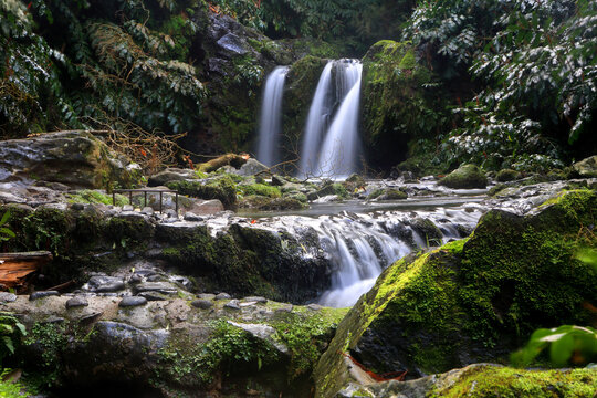 Ribera dos Caldeiroes waterfalls, near Achada, Sao Miguel, Azores Islands, Atlantic, Portugal