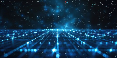 Obraz premium Vibrant digital abstract with glowing blue lines