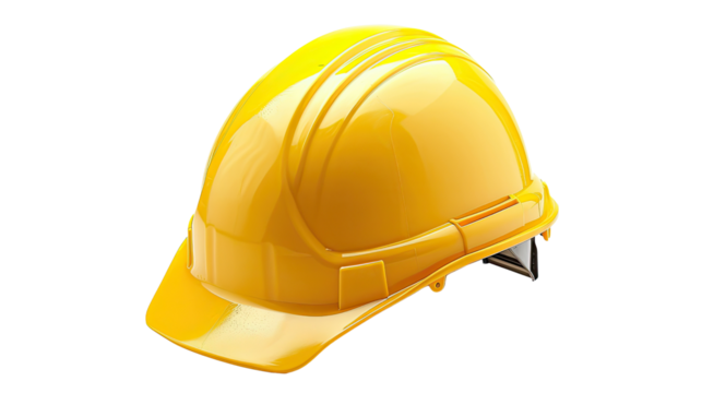 Safety Helmet: A vivid depiction of a bright yellow safety helmet, a symbol of protection and caution, often utilized in construction and industrial settings.