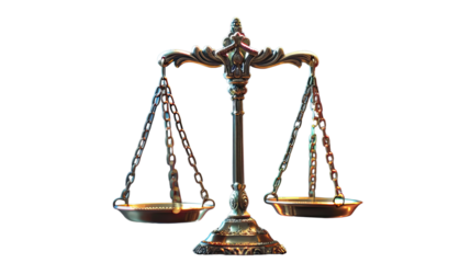 Symbol of Justice: An exquisitely crafted balance scale, its brass elements gleaming against the light, representing the principles of fairness, and the pursuit of truth.