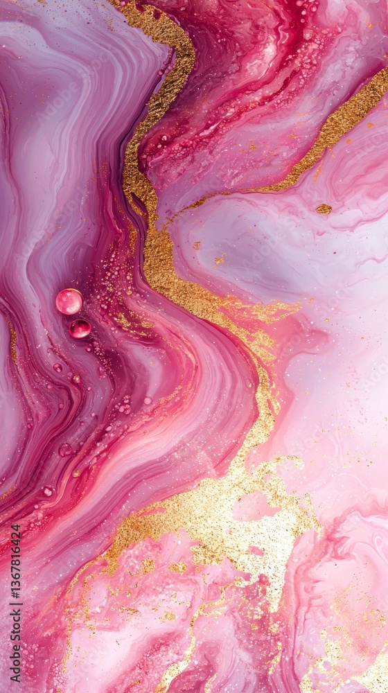 Poster layers of pink and gold meld seamlessly in this marble abstract artwork, showcasing an enchanting bl
