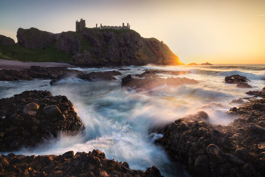 Dunnnottar Castle at sunrise, Stonehaven, Aberdeenshire, Scotland