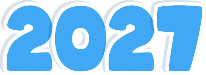 2027 year sticker blue, numbers. PNG